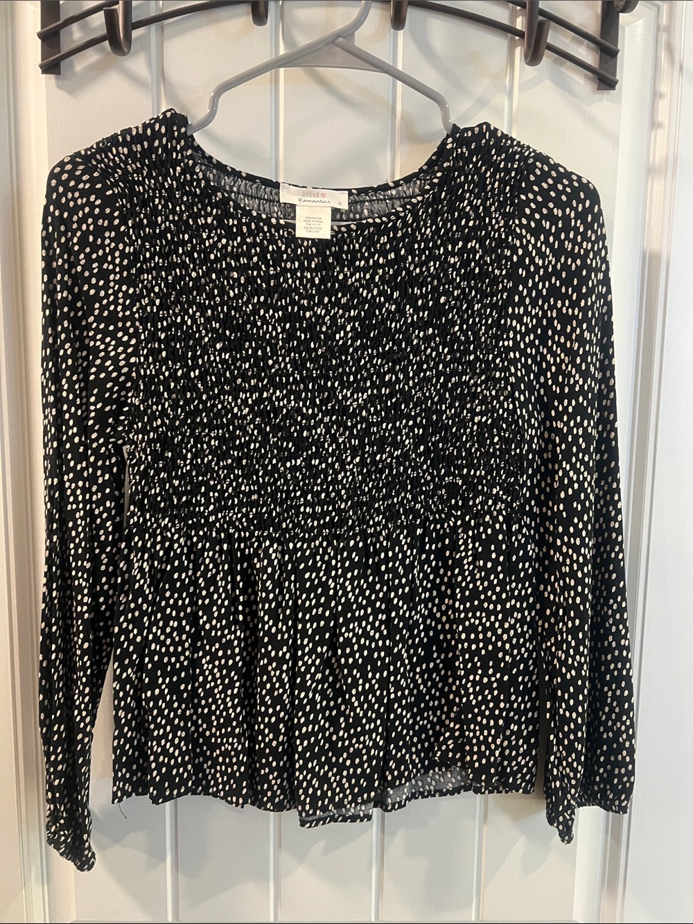 URBAN Romantics Black & White Smocked Peplum Blouse